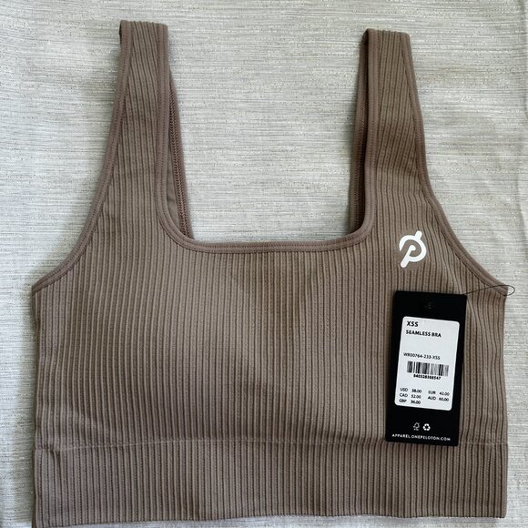 NWT, Peloton, Apparel, Seamless Square Neck Bra, Sand, XS/S - Picture 5 of 6